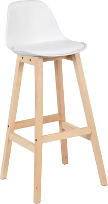 Produktbild von WOLTU Barhocker aus Kunststoff Kunstleder Holz mit Lehne, Design Stuhl Weiß : 1 Stückzahl: 1