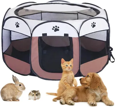 Produktbild von Welpengehege – 74 x 74 x 43 cm – Hundebox für Zuhause – Hundebox aus Drahtgeflecht – Katzenlaufstall – Katzenkäfig für drinnen – Katzenkäfig