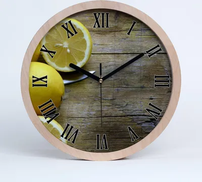 Produktbild von Holzuhr 30fi cm wanduhr - schwarze Spitzen - Zitronen auf Holz