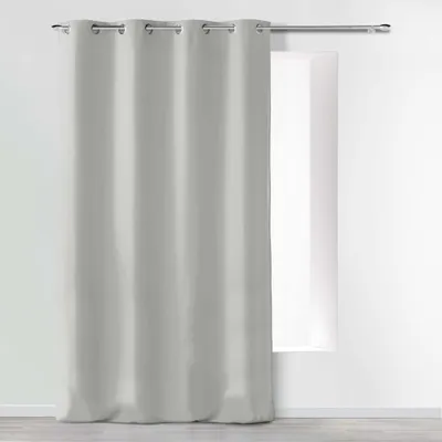 Verdunkelungsvorhang mit Ösen, Grau, 140x260 cm, Polyester