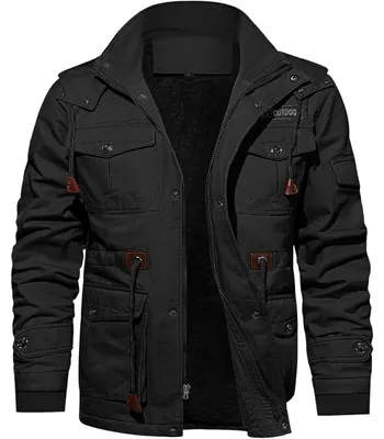 Produktbild von Herren Winterjacke Gefütterte Cargojacke XXL Schwarz