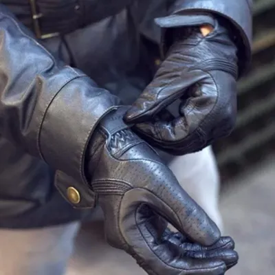 Obrázek produktu pro Motocyklové rukavice z kvalitní černé kůže
