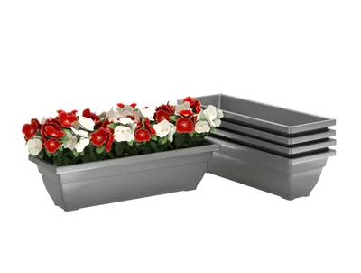 Produktbild von 5er-Set Blumenkasten, Blumentöpfe, Pflanzengefäße aus Kunststoff für Terrasse, Garten 59 x 21 x 16 cm