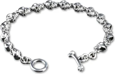 Produktbild von 925 Silber Herren Armband Totenkopf Knochen Schädel Totenköpfe Biker Gothic SB3a, 20,5cm