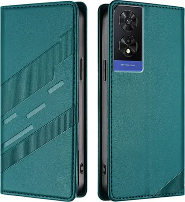 Image de Etui pour TCL 505, étui portefeuille en cuirPolyuréthaneavec fente pour carte et fonction stand Grün