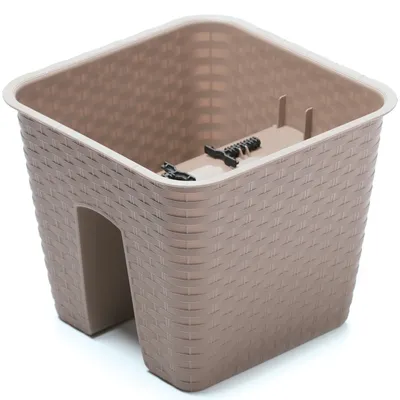 Produktbild von Kasten für Geländer Balkon Terrasse Blumentopf Rattan-Imitat 27,2 cm Mokka