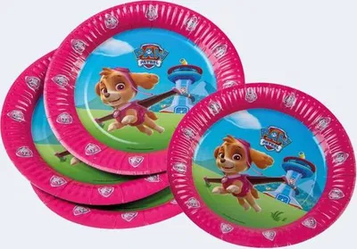 Produktbild von 6 Papp-Teller Paw Patrol pink 23cm