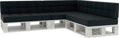 Obrázok produktu pre Paletové vankúše, paletové vankúšiky sedák operadlo prešívané PFG 3xSet (sedák 120x80 + operadlo 120x40), čierna)