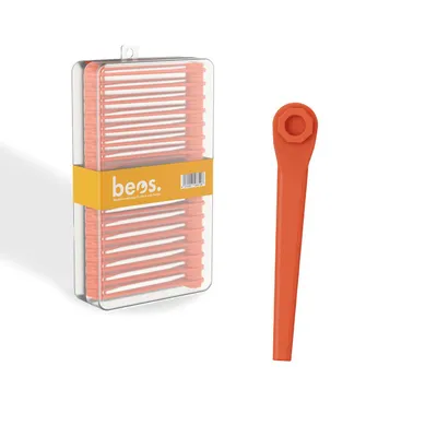 Produktbild von beos® 100x Premium Ersatzmesser-Set für Gardena Rasentrimmer – Kunststoffmesser für Freischneider