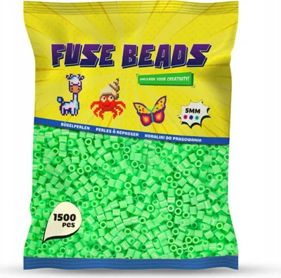 Produktbild von Benny Beads Bügelperlen 1500 Stück, Midi-Größe 5mm, Kreatives Bastelzubehör DIY Fuse Beads (Hellgrün)
