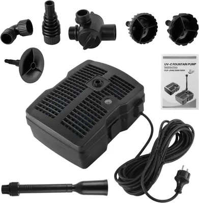 Produktbild von 4-in-1 Teichpumpe – Brunnen – Wasserpumpe – Brunnenpumpe – für Gartendekoration – Brunnenanlage – mit Filter – 9W