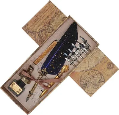 Productafbeelding van Famanu Feder-set met reserveveren en briefopener - Vintage