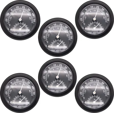 Produktbild von 6x Thermometer Hygrometer Luftfeuchtigkeit Temperatur Analog Wetterstation Rund