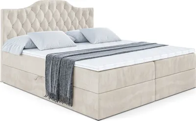 Produktbild von ALTDECOR Boxspringbett mit H3 Matratze und Topper - 180 x 200 cm - VILA-1 - Taupe Samt - Polsterbett mit Bettkasten und Lattenrost, Bett mit Stauraum