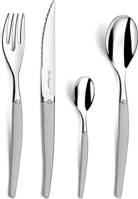 A set of four cutlery pieces arranged vertically against a white background.