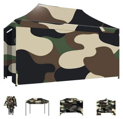Image de Taman 3x4,5 - Gazebo de jardin pliable avec parois latérales et moustiquaire camouflage