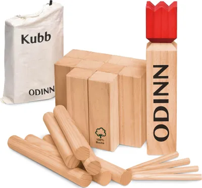 Produktbild von Toyfel KUBB Spiel Odinn Buche - XXL Holzspiel Wikinger Spiel Outdoor