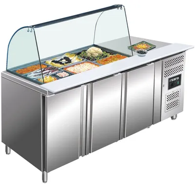 Image de Saladette avec plateau en verre, modèle Gn 3100 Tns, dimensions : L 1795 x P 700 x H 1365