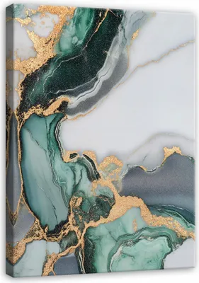 Produktbild von Leinwandbild Wandbild Abstrakt Marmor Grau Grün - 100x70 cm - Leinwandbilder Wandbilder XXL Wanddekoration Design Wohnzimmer Schlafzimmer Flur Büro Küche