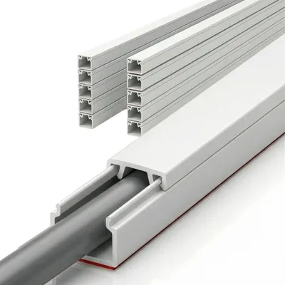 Produktbild von Floordirekt Kabelkanal Oskar 10 x 1m, Kabelleiste selbstklebend, Kabelabdeckung Weiß für Wand, Schreibtisch, Wohnzimmer, Büro & Homeoffice - 12x12mm