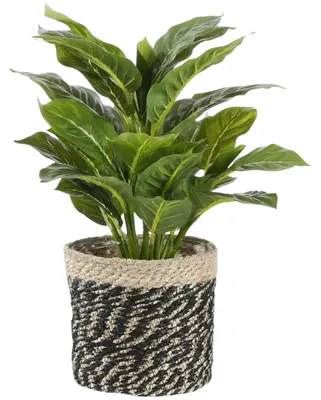 Image de Panier à plantes noir naturel | Cache-pot tressé 20 cm