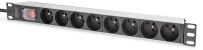 Productafbeelding van DIGITUS DN-95402-1-FR: DIGITUS 19"-stopcontactstrip, 8-voudig, 1 HE, met schakelaar