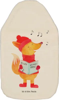 Produktbild von Mr. & Mrs. Panda Wärmflasche Fuchs Sänger - Weiß - Geschenk, Wärmflaschen, warmwasserbeutel, Kuschelwärmflasche, Weihnachten, Heiligabend, Winter, Bettflasche, Singen