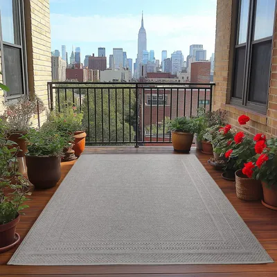 Imagen del producto de Ayyildiz Alfombras para exterior y patio Gris 80x250 cm Alfombra, resistente a la intemperie y a los rayos UV, cocina, balcón, terraza, jardín, sala y comedor