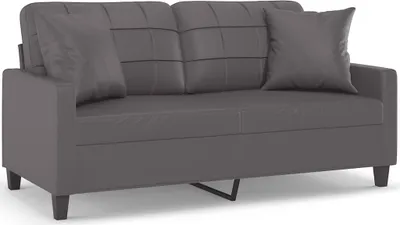 Produktbild von vidaXL 2-Sitzer-Sofa mit Zierkissen Grau 140 cm Kunstleder