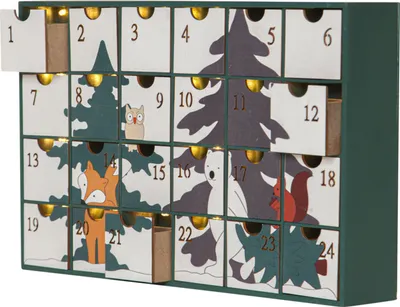 Image de Calendrier de l'Avent Forest Friends en bois, 24 tiroirs, L 38 cm