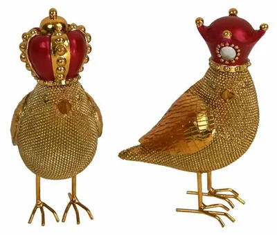 Produktbild von Werner Voß Dekofiguren Royal Birds 2-tlg., Polyresin, Gold, Rot, 13 cm, 53512
