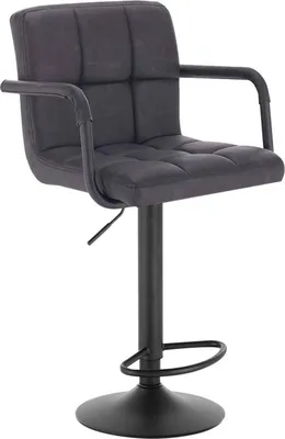 A gray bar stool with a black metal frame and base, shown against a white background.