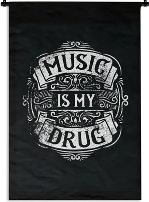Produktbild von MuchoWow® Wandteppich Wandbehang Musik - Retro - Zitat 120x180 cm Tapisserie Dekoration Wandtuch - Schlafzimmer - Dekorationen für das Haus