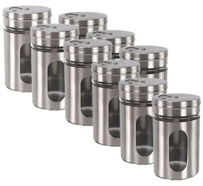 Produktbild von 9 Aluminium Gewürzstreuer aus Glas verstellbare Öffnung Ø5 x 8,5 cm