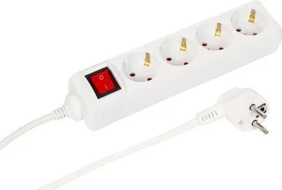 Produktbild von MicroConnect listwa zasilająca 4 gniazda Schuko z wyłącznikiem 5M, biała, MC-GRU0045WS