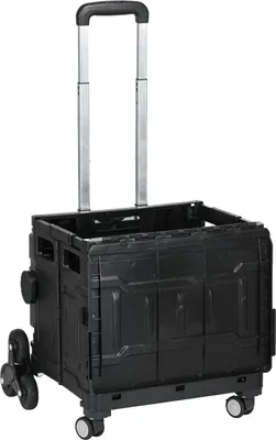 Obrázek produktu pro Skládací nákupní vozík, přenosný do 80 kg, nákupní vozík s nastavitelnou teleskopickou rukojetí, schodolez s víkem, transportní vozík