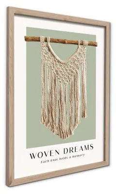 Obrázok produktu pre Obraz na plátne s macramé, 30x40 cm. Dekoratívny obraz na plátne v boho štýle s macramé textúrou. Moderný, béžový, prírodný dizajn, vhodný do obývačky, spálne, kancelárie alebo chodby. Ideálny ako darček. Štýlový doplnok