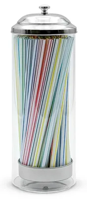 Acryl-Rietjesspender, Edelstahl, für Rietjes bis 21 cm, inkl. Reinigungsbürste