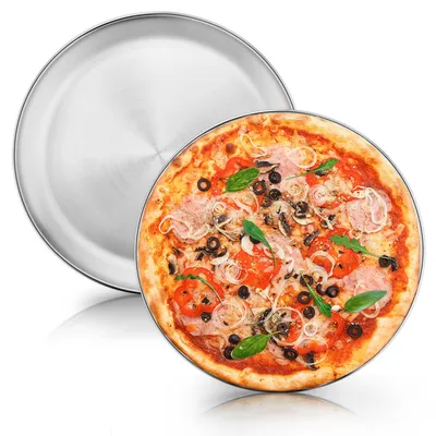 Immagine prodotto di Solidchoice - Set di 2 teglie rotonde in acciaio inossidabile per la preparazione della pizza