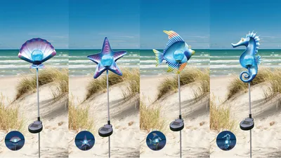 Produktbild von Solar Gartenstecker Metall Dekofiguren maritime Gartendeko verschiedene Motive , Motiv:Seestern