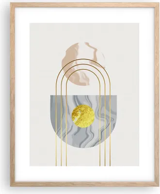 Produktbild von Gerahmtes Poster - Rahmen in heller Eiche - Modern Gold abstrakt - 40x50 cm - Wand Bild - Wanddeko - Wandbilder - Kunstposter - Wandposter - Bilderrahmen - Bilder - Kunstdruck - P2NPA40x50-4574