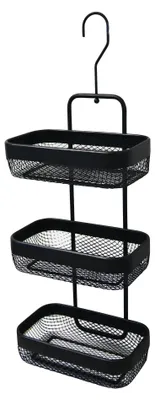 Image de Elzusha - Étagère de douche avec 3 étagères en métal, noire, 62 x 23 cm