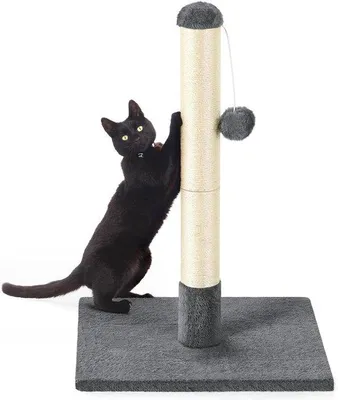 Productafbeelding van Famanu kraboom voor katten, 60 cm - met zacht pluche speelbal - donkergrijs