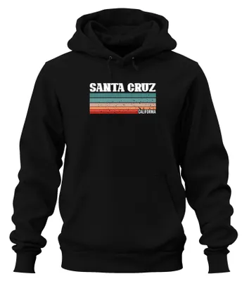 Produktbild von Santa Cruz California Vintage Retro Streifen 70er Sunset Hoodie Kapuzenpullover, Schwarz, M