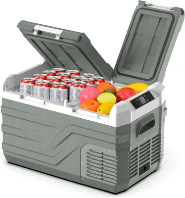 Produktbild von Tragbarer Autokühlschrank, 23 Liter, 12V, Doppelzonen-Kühler/-Gefrierer, elektrischer Kühlschrank für das Auto, 12V/24V, 100-240V (-20℃-20℃), tragbar