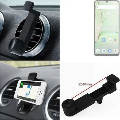 Produktbild von K-S-Trade Lüftungshalterung kompatibel mit UMIDIGI G9C KFZ-Halterung Autohalterung Handy-halterung Lüftungsgitter Lüftungsschlitze Schwarz