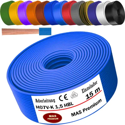 Produktbild von 15m Aderleitung H07 V-K HBL 1x1,5 mm² Hellblau Einzelader flexibel