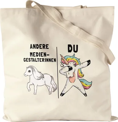 Produktbild von Andere Mediengestalterinnen Du Jutebeutel Stoffbeutel Canvas  Pferd Einhorn Humor Lustig Unicorn Geschenk Apotheke