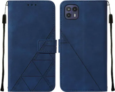 Produktbild von Moto G50 5G Hülle, Schlank Prägung Flip Leder Kartenfächer Schutzhülle mit Ständer für Motorola Moto G50 5G Blau