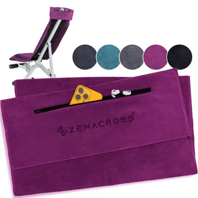 Obrázek produktu pro Sportovní ručník z mikrovlákna, rozměry 120x50 cm, s kapsou na zip, vhodný pro fitness